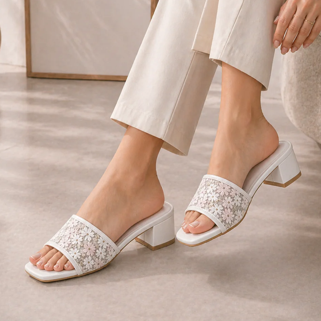 Flora Block Heel Slides