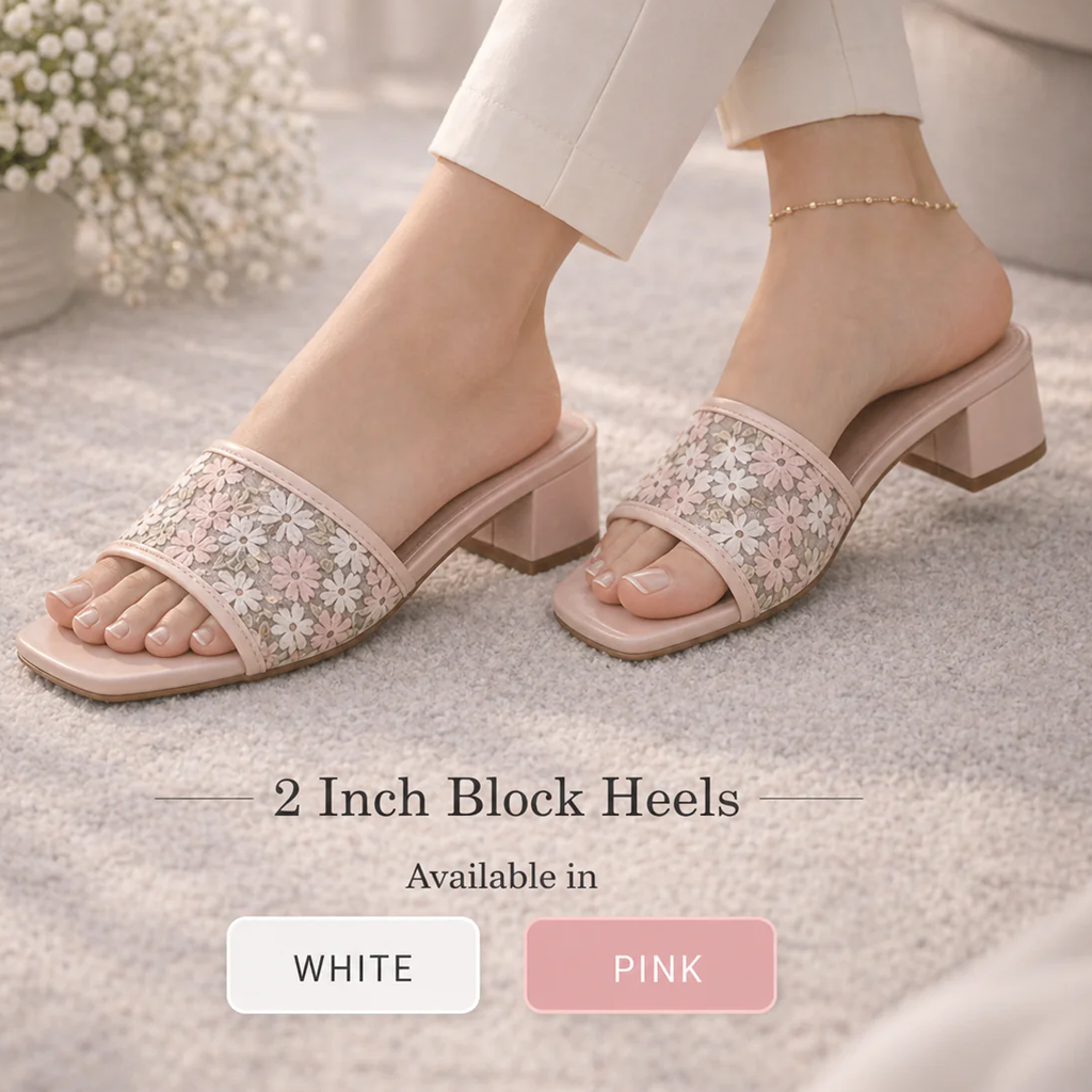 Flora Block Heel Slides
