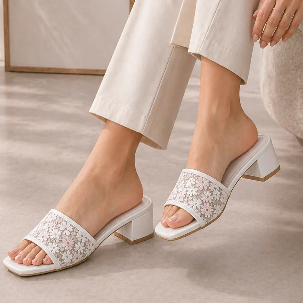 Flora Block Heel Slides