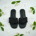Black Crochet Sunflower Flats