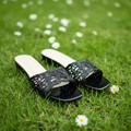 Black Cutwork Flats