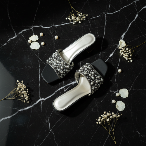 Black Marble Pearl Flat Lay