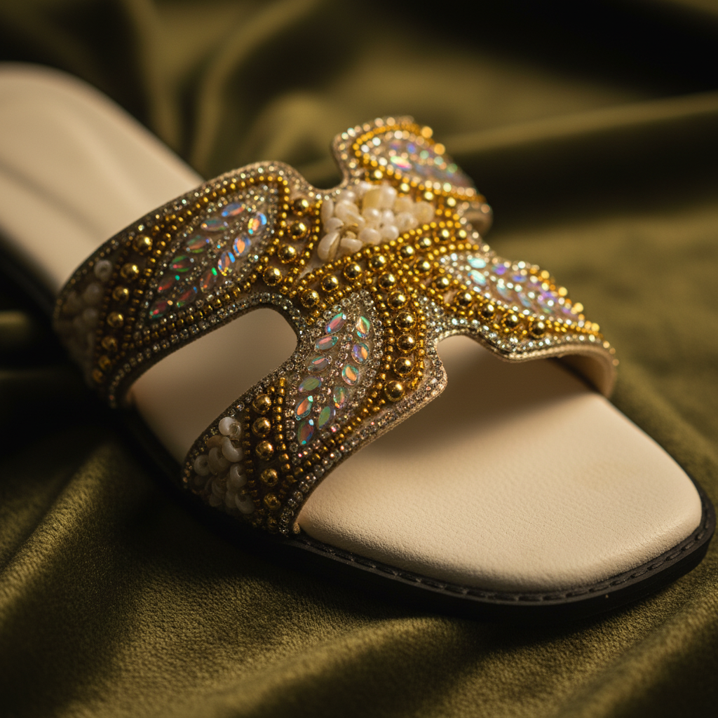 Gold Beaded H-Strap
