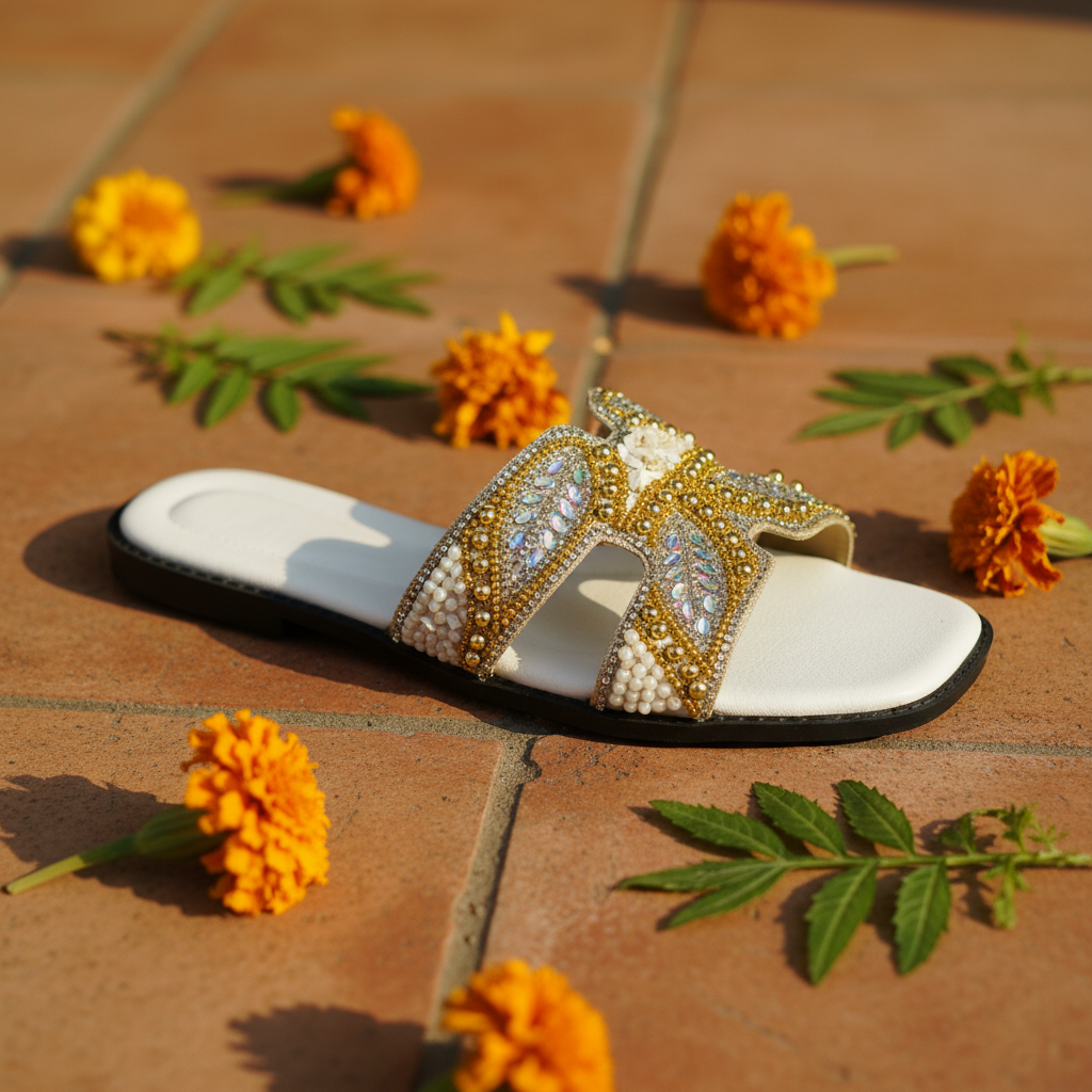 Gold Beaded H-Strap