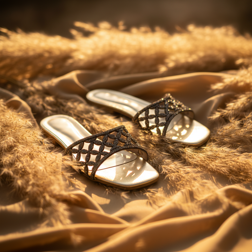 Gold Gunmetal Flats