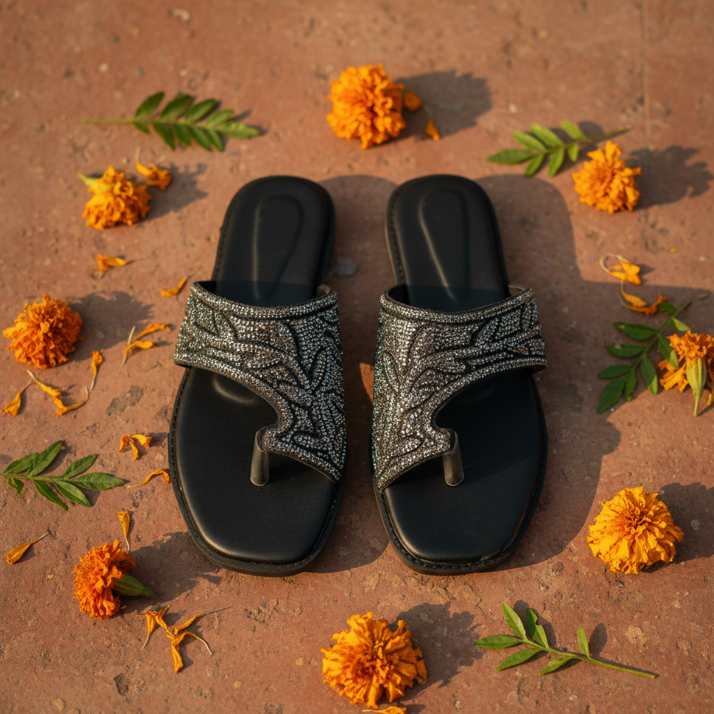 Gunmetal Rhinestone Flats