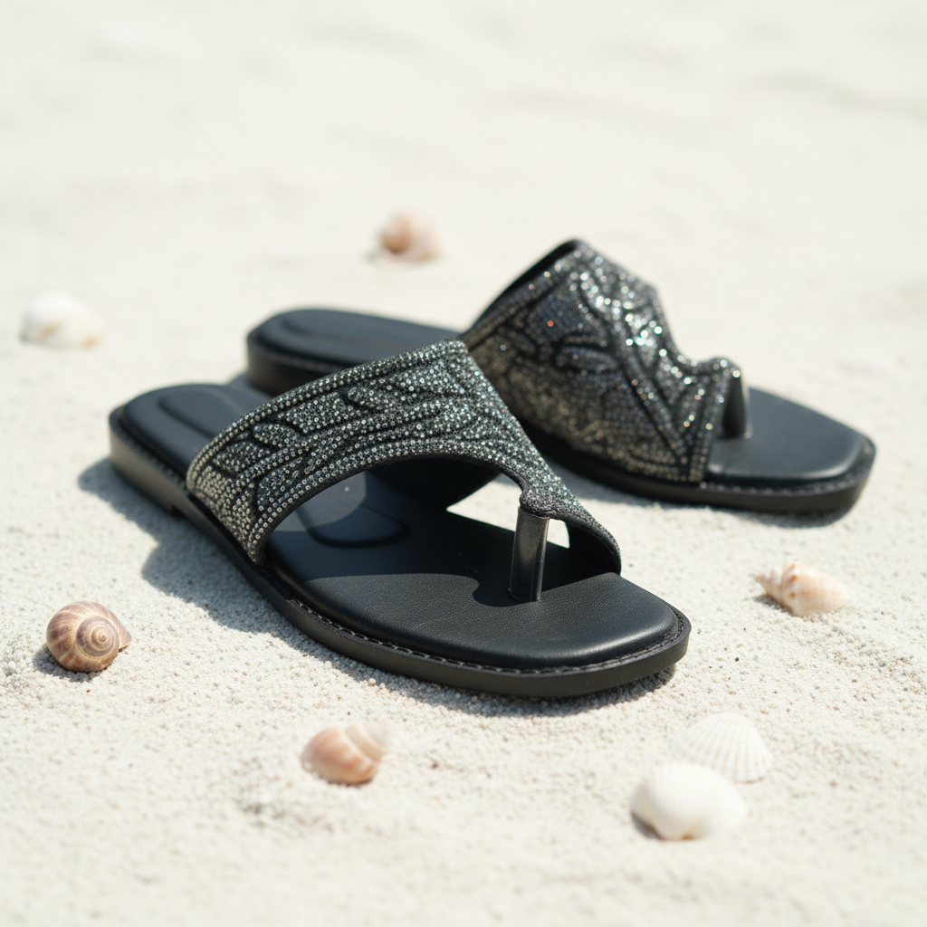 Gunmetal Rhinestone Flats