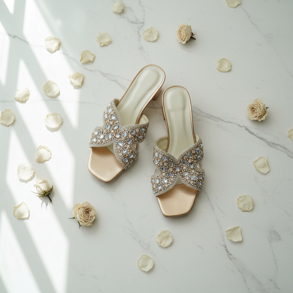 Marble Cream Petals Flat Lay