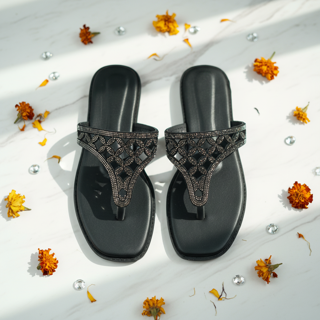 Rhinestone Toe Ring Sandals