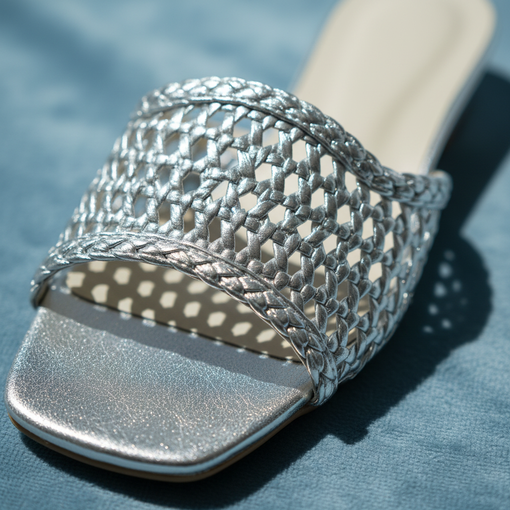 Silver Woven Flats
